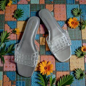 VERONICA BEARD Clear Silver Slides Sandals Size 8